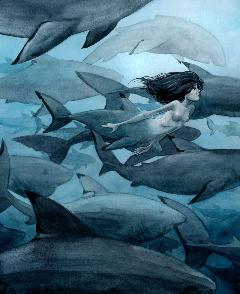 Illustration for article titled Stunning Paintings Of Mermaids Inspired By Real Underwater Life (NSFW)
